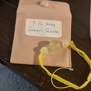 Lemon Quartz Bead Bracelet with Yellow Macrame Cord